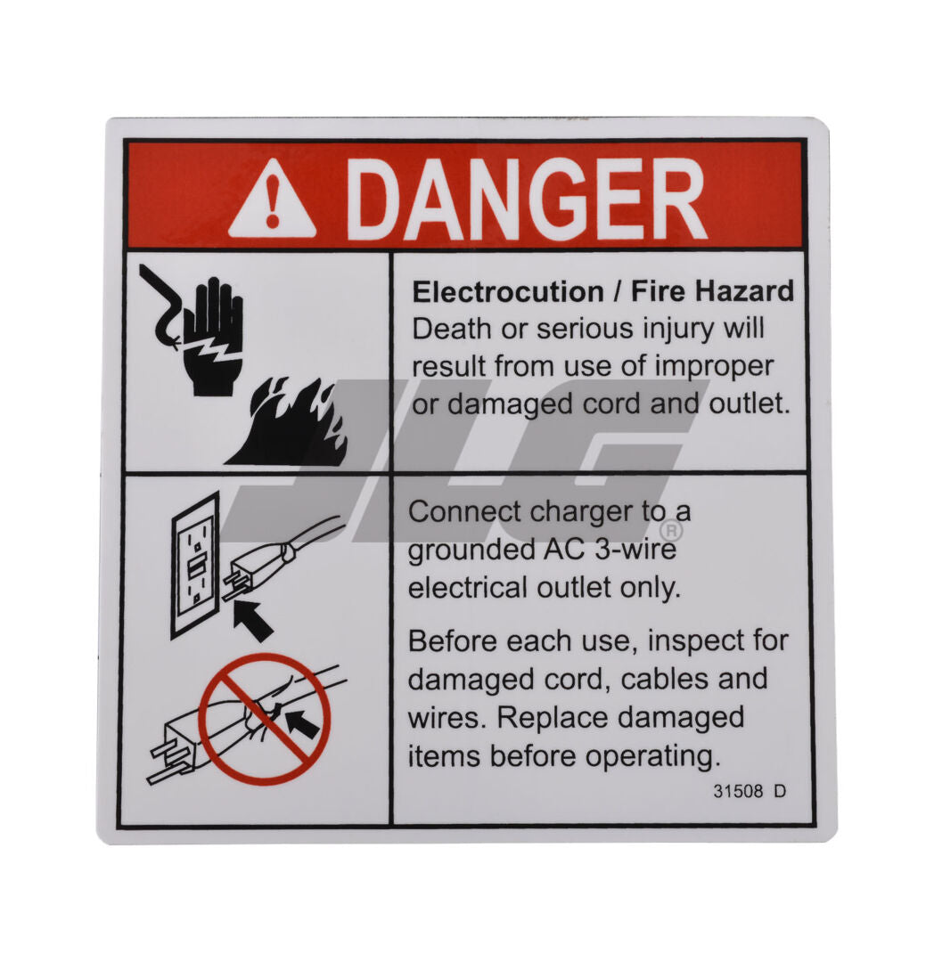 GENIE DANGER,ELECT,HAZARD,PLUG DECAL (31508GT)