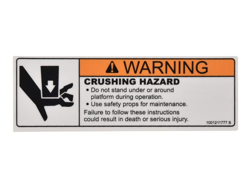 JLG CRUSHING HAZARD DECAL (1001211777)