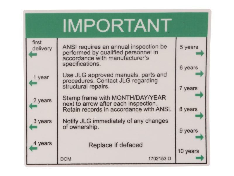 JLDG ANSI ANNUAL INSPECTION DECAL (1702153)