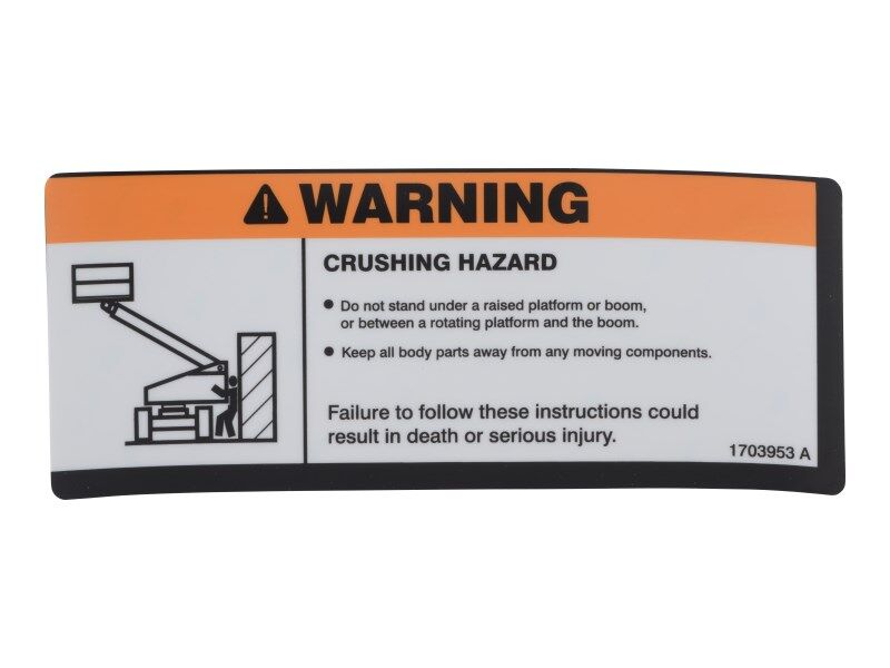 JLG CRUSH WARNING DECAL (1703953)