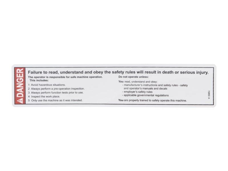 GENIE DANGER INPROPER USE HAZARD DECAL (72853GT)