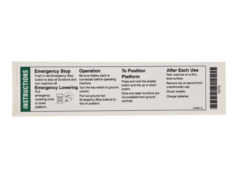 GENIE OPERATION LABEL DECAL (T107031)
