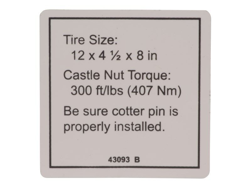 GENIE TIRE SPECS DECAL (43093GT)