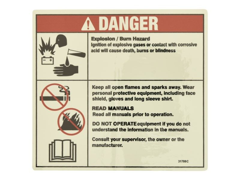 GENIE BATTERY SAFETY LABEL DECAL (31788)
