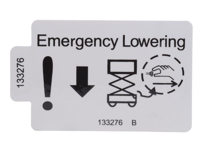 JLG EMERGENCY LOWERING DECAL (133276)