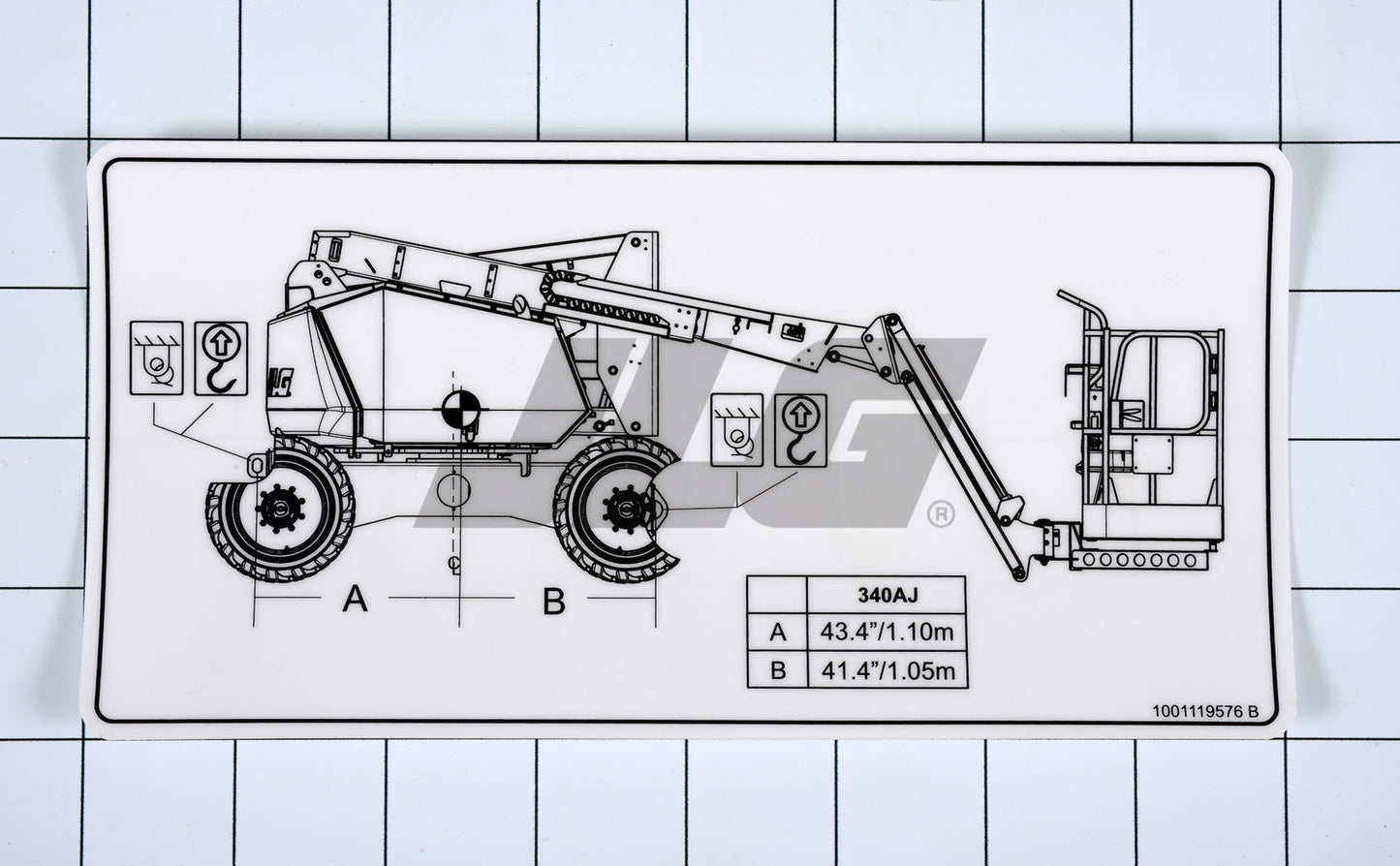 JLG LIFT DIAGRAM, 340AJ DECAL (1001119576)
