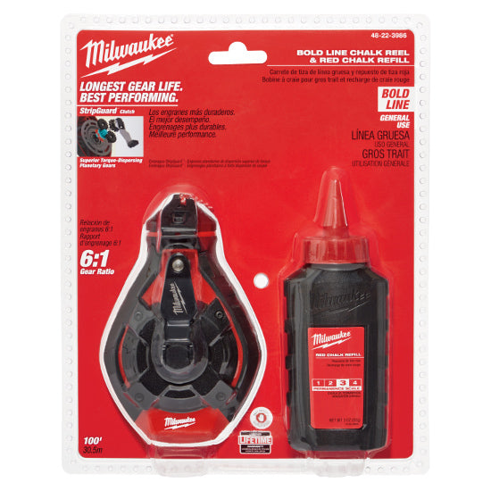 Milwaukee 100ft. Bold Line Chalk Reel Kit with Red Chalk