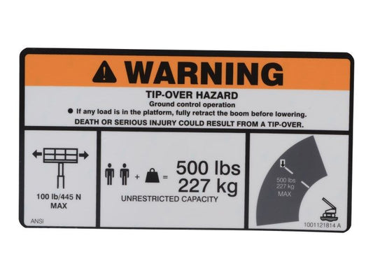 JLG WARNING MAX CAP DOM. DECAL (1001121814)