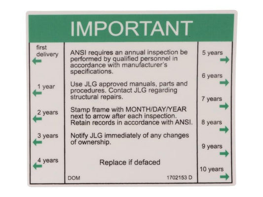 JLDG ANSI ANNUAL INSPECTION DECAL (1702153)