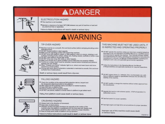 JLG WARNING/DANGER DECAL (1703797)