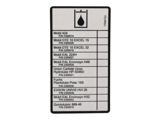 JLG OIL CHART DECAL (1704412)