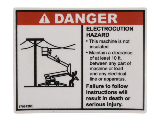 JLG DANGER ELECTROCUSTION DECAL (1706128)