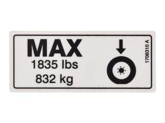 JLG TIRE LOAD 1835LB DECAL (1706310)