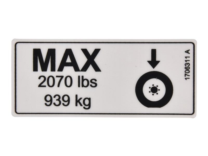 JLG TIRE LOAD 2070LB DECAL (1706311)