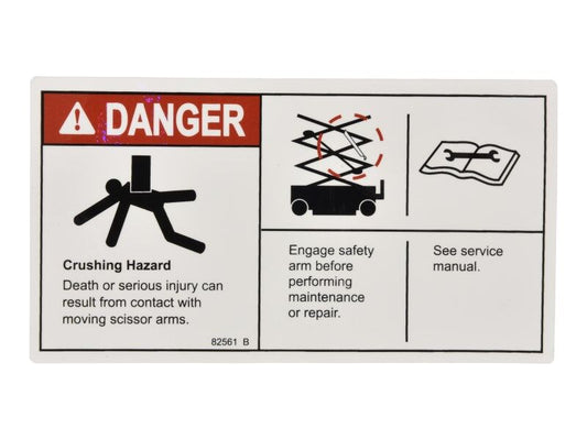 GENIE DANGER CRUSHING ARM SAFETY DECAL (82561GT)