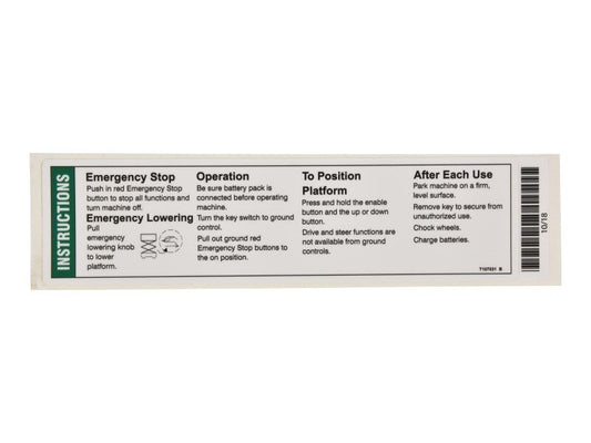 GENIE OPERATION LABEL DECAL (T107031)