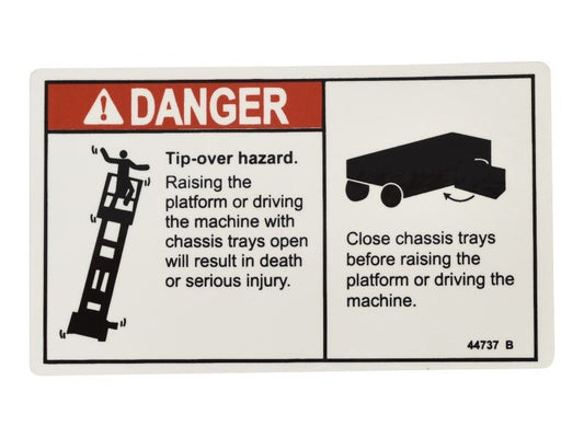 GENIE DANGER TIP OVER TRAYS DECAL (44737GT)