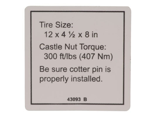 GENIE TIRE SPECS DECAL (43093GT)