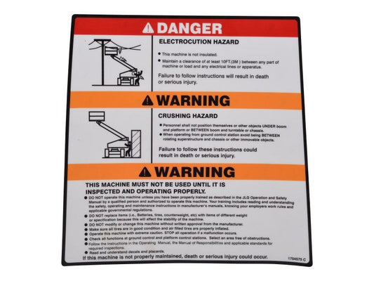 JLG WARNING/DANGER MTB DECAL (1704575)