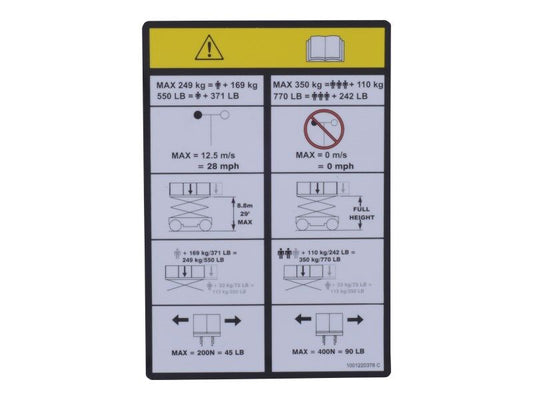 JLG 350KG DECAL (1001220378)