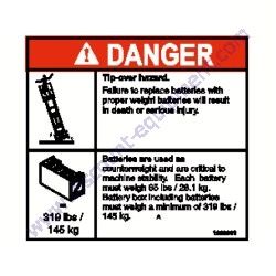 GENIE DANGER TIP OVER BATTERY DECAL (1298833GT)