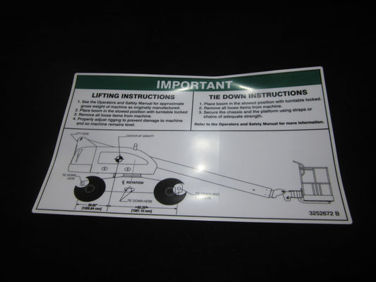 JLG NAMEPLATE LIFT DIAGRAM 400 (DOM) DECAL (3252672)
